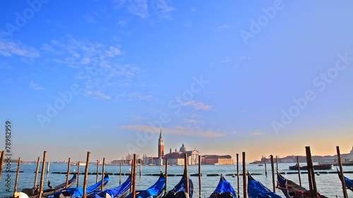 view to San Giorgio Maggiore whit gondolas venice, Italy photo