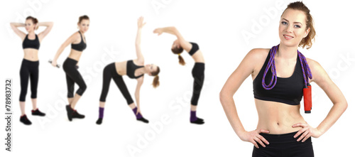 Young woman doing fitness e...