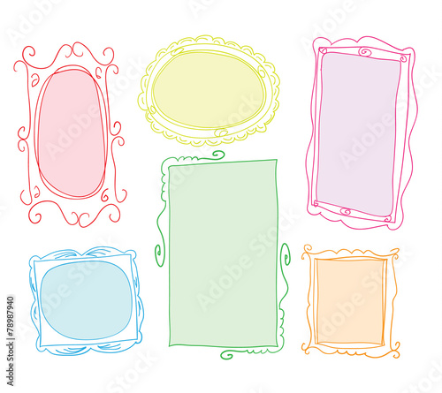 Set picture frames, hand drawn vector illustration.