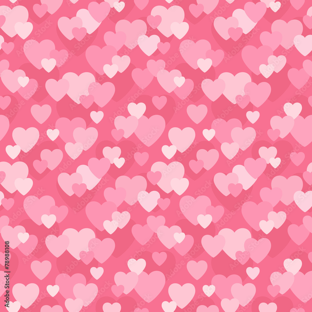 seamless love hearts background in coral pink