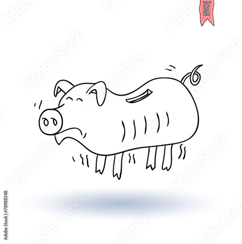 poor pig Money, hand drawn vector illustration