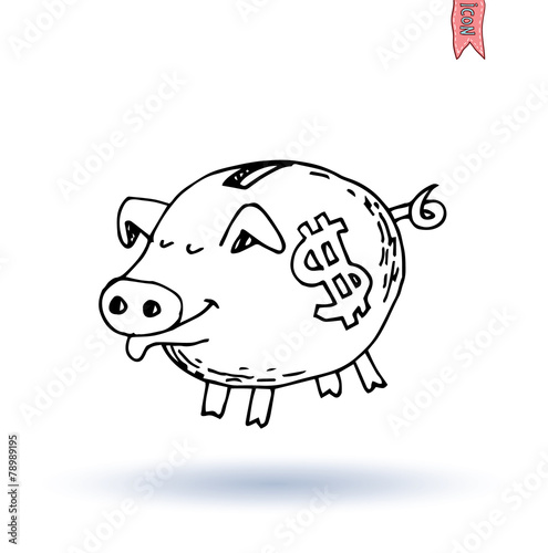 Fat pig Money, hand drawn vector illustration