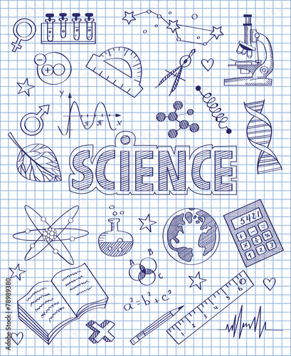 Hand drawn science set