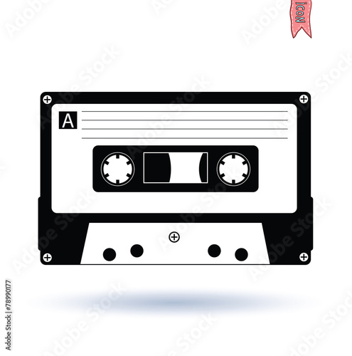 Audio tape cassette record, illustration.