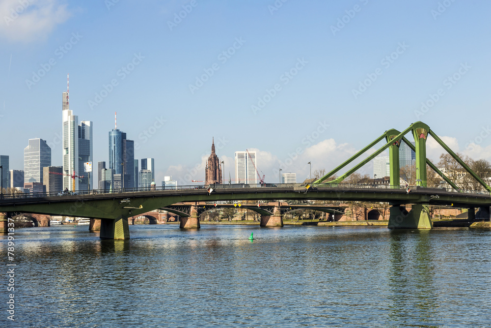 Summer view of the financial district in Frankfurt