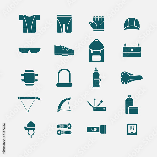 bicycle accessories icons