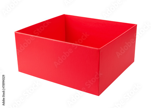 Empty red cardboard box