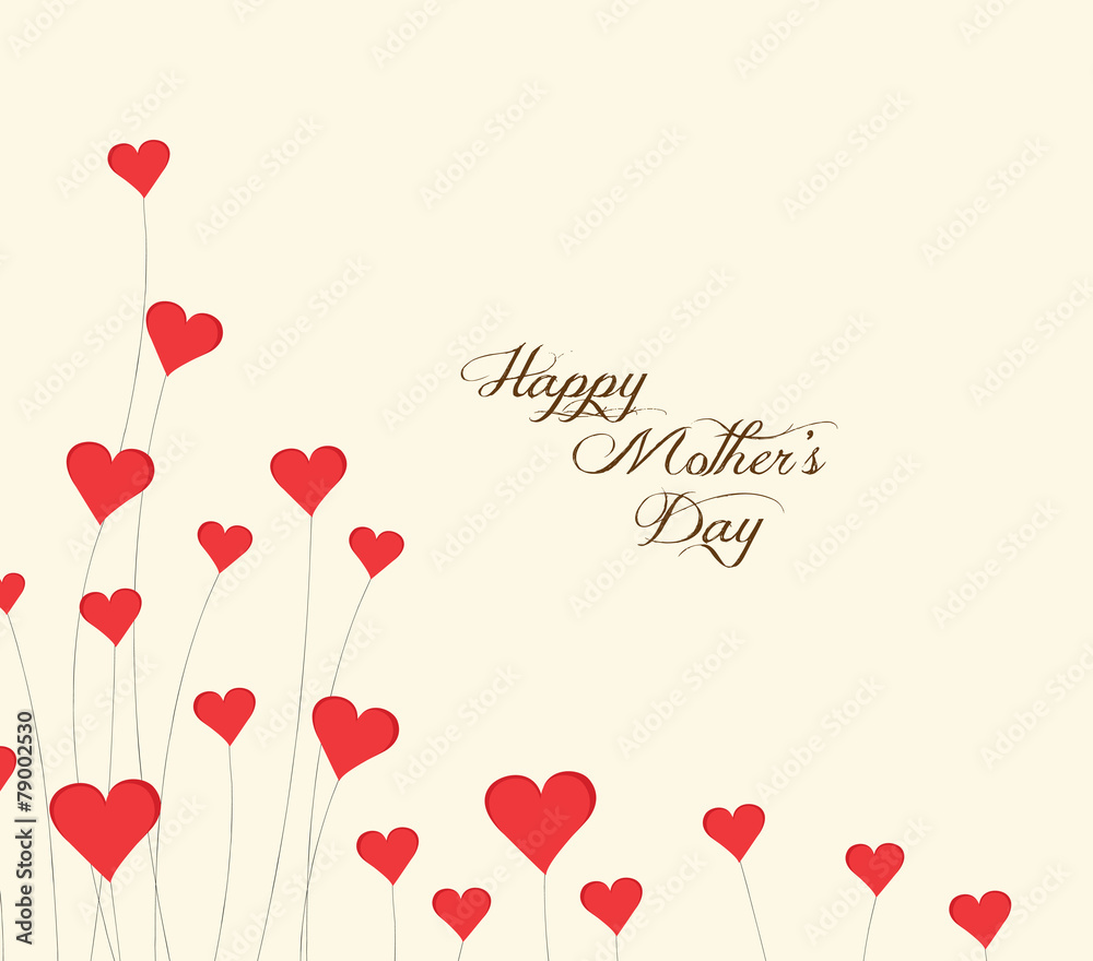 Mothers's Day flower background with hearts