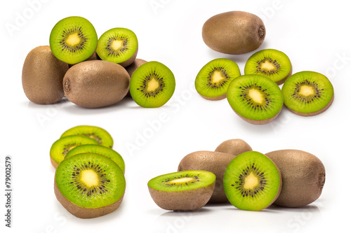 Composite of kiwi fruit isolated on white background