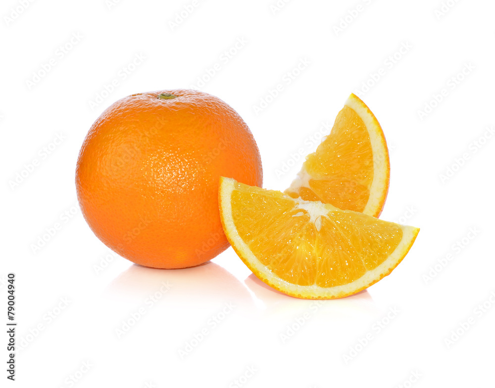 Orange fruit sliced isolated on white background Orange fruit sliced isolated on white background