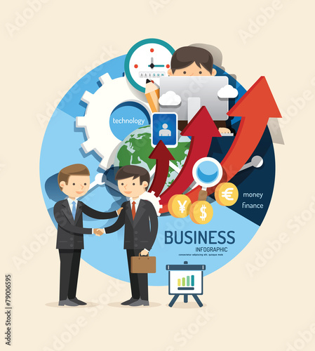 Boy learn business and finance design infographic,learn concept