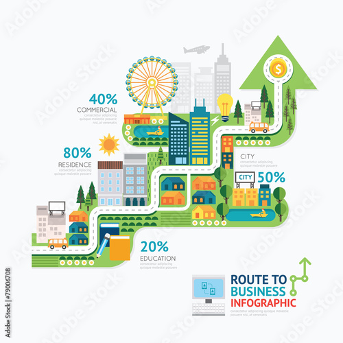 Infographic business arrow shape template design.route to succes