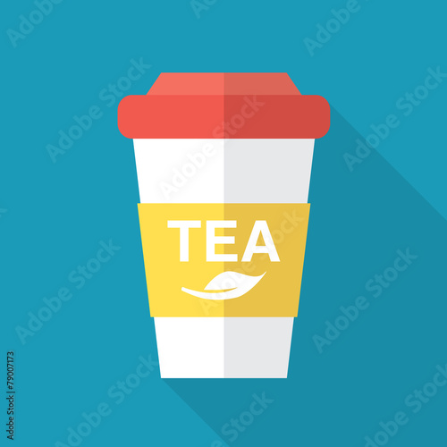 Cup of tea for take away. Flat icon design.