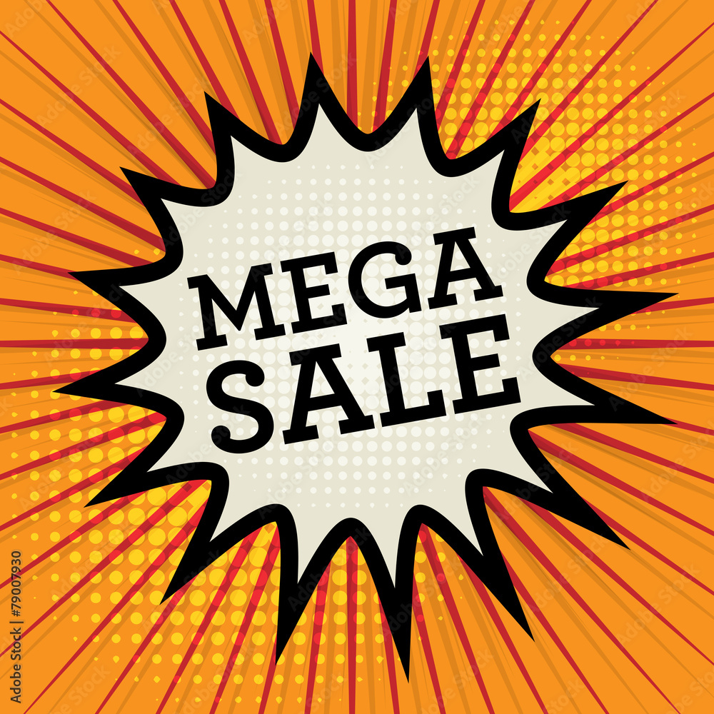 Comic explosion with text Mega Sale, vector Comic explosion with text Mega Sale, vector