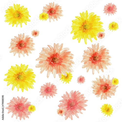 Watercolor vector gerbera flowers