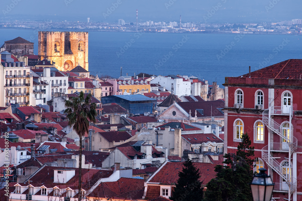 City of Lisbon in Portugal at Twilight
