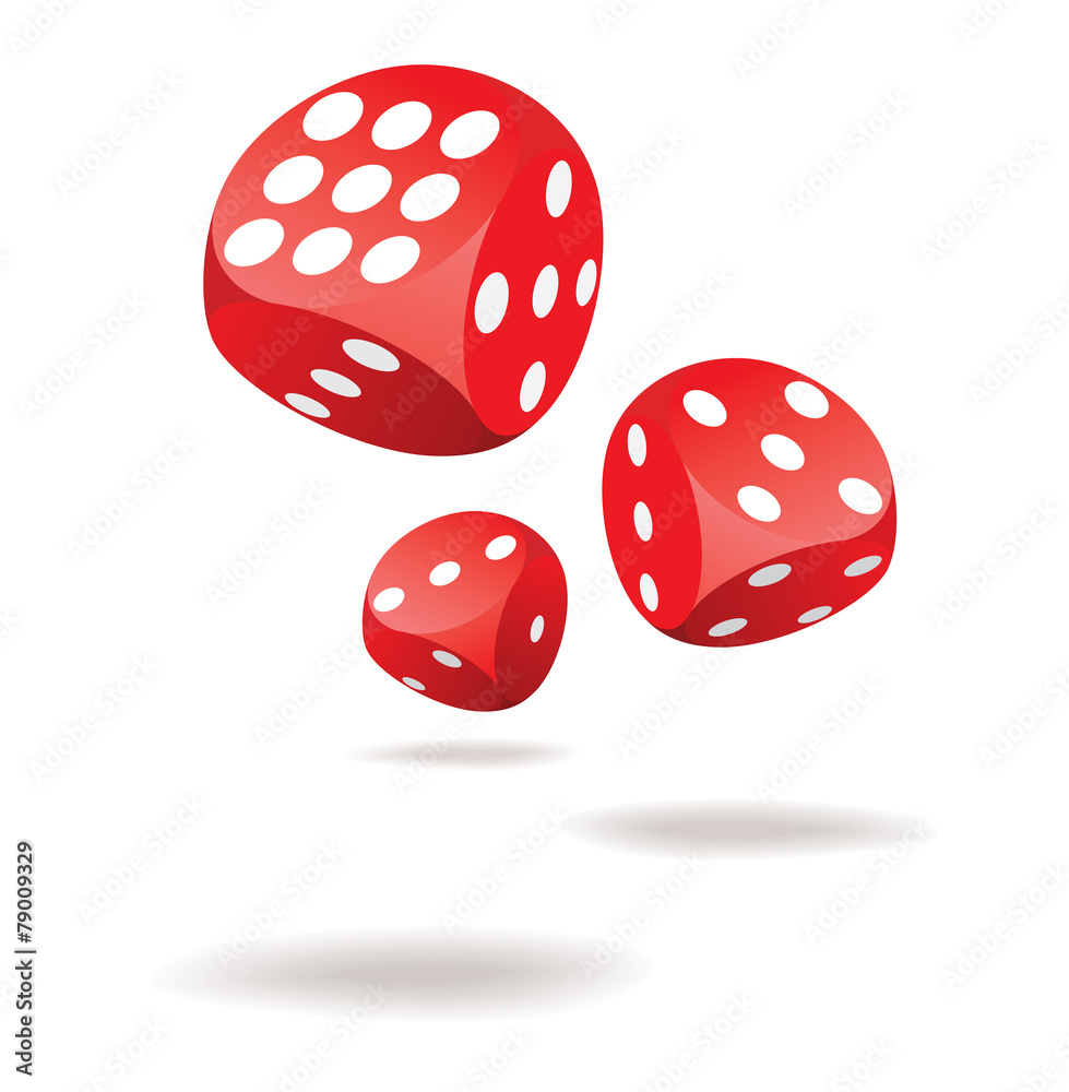Three red dices in motion Three red dices in motion
