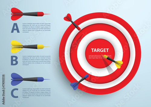 Dart and target infographic template, Business concept