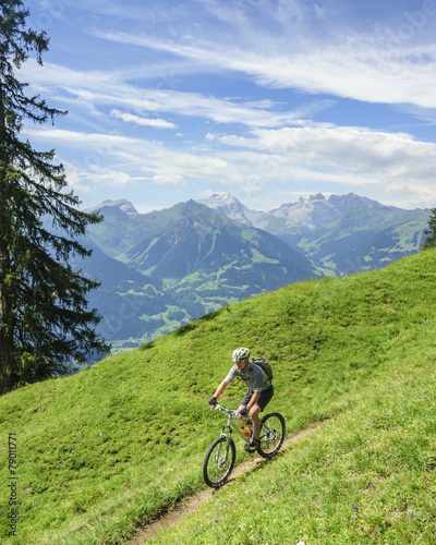 Mountainbiker in alpiner Landschaft