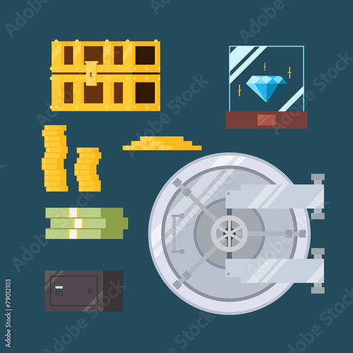 Flat design of cash and valuable safe