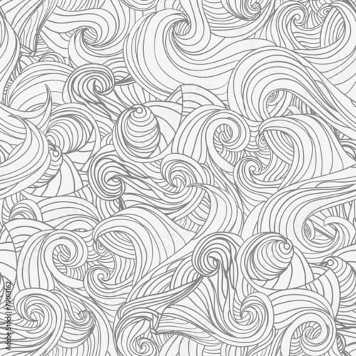 Abstract doodle waves seamless pattern