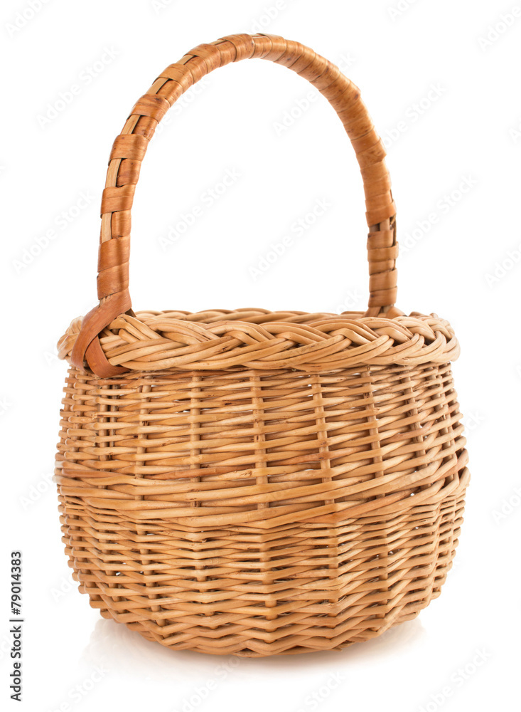 wicker basket on white background