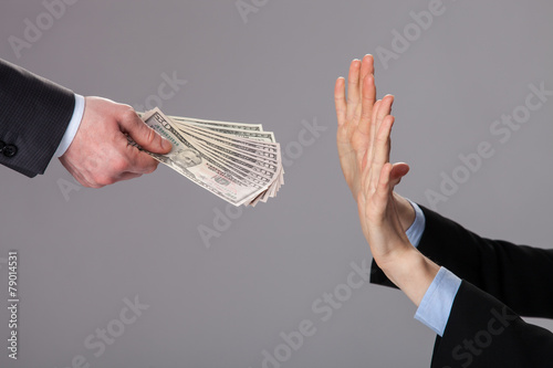Bilde på lerret Human hands rejecting an offer of money