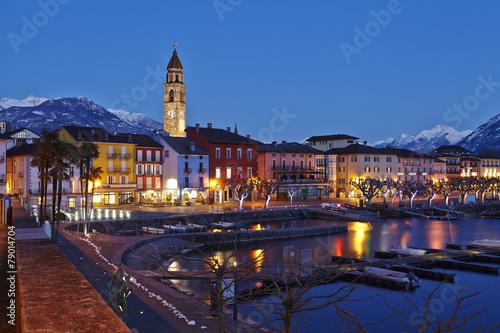 Ascona (Schweiz) - Bucht in der Abenddämmerung