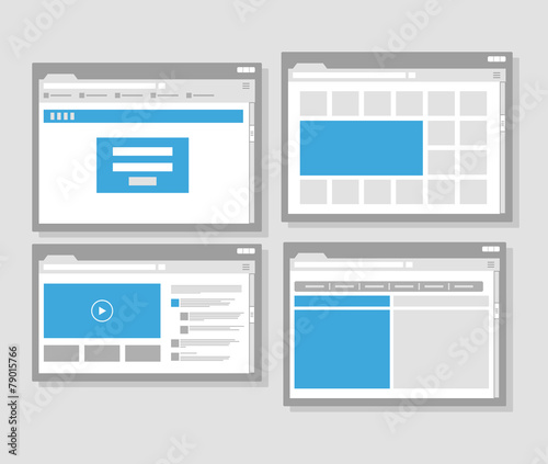 web site page templates collection. Flat design
