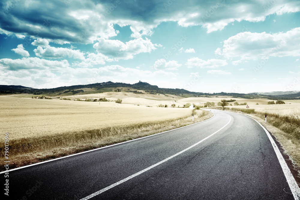 asphalt road in Tuscany Italy