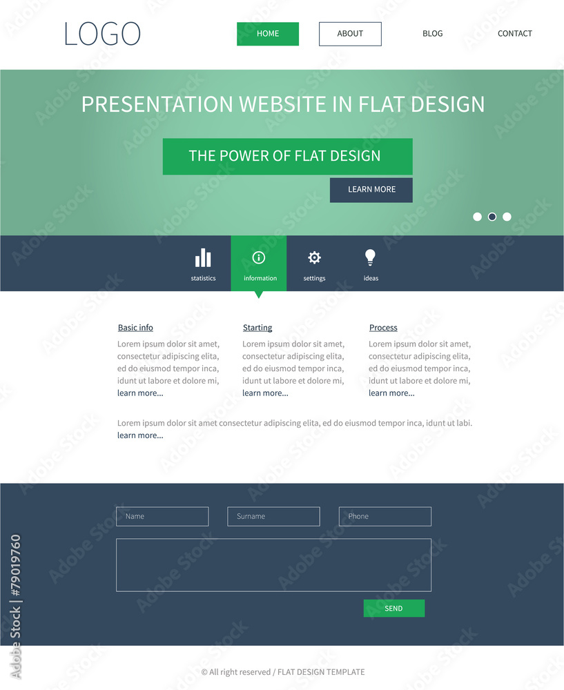 Flat webdesign template concept for presentation website