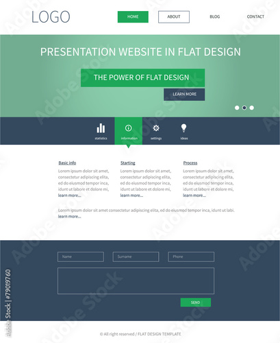 Flat webdesign template concept for presentation website