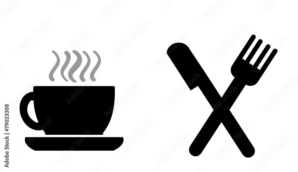 Couverts et un café Couverts et un café