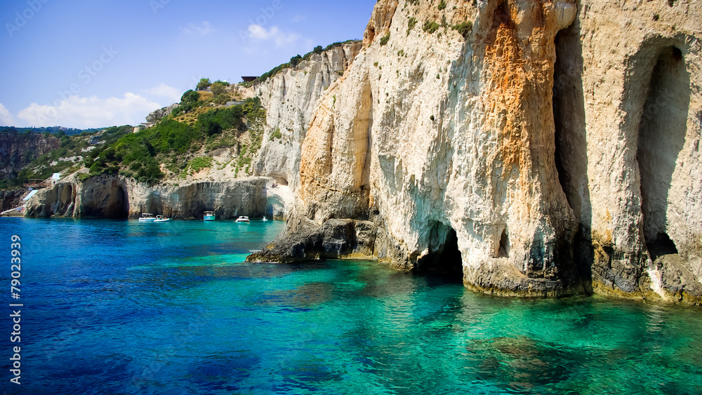 Blue caves on Zakynthos island, Greece