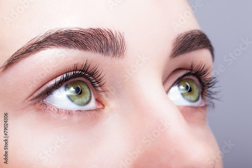 female eye zone and brows with day makeup photo
