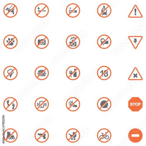 Prohibition signs set