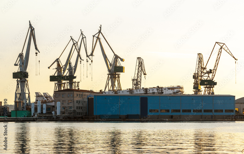 Port warehouse with cargoes