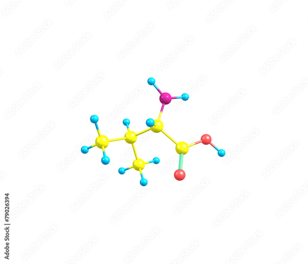 Valine molecule isolated on white