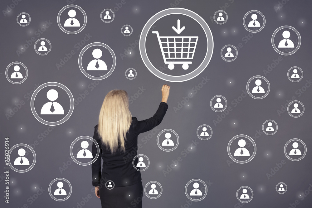 Obraz premium Hand press on sign shopping cart web icon