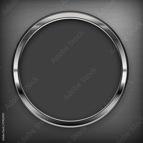 Circle metallic design elements on black, vector illustration