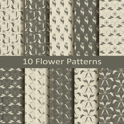 set of ten flower patterns