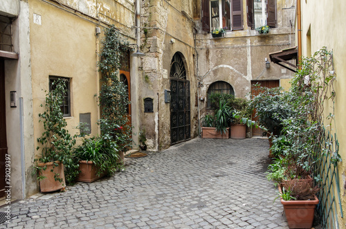 ROME  ITALY     FEBRUARY 22  2015  Charming old and small street