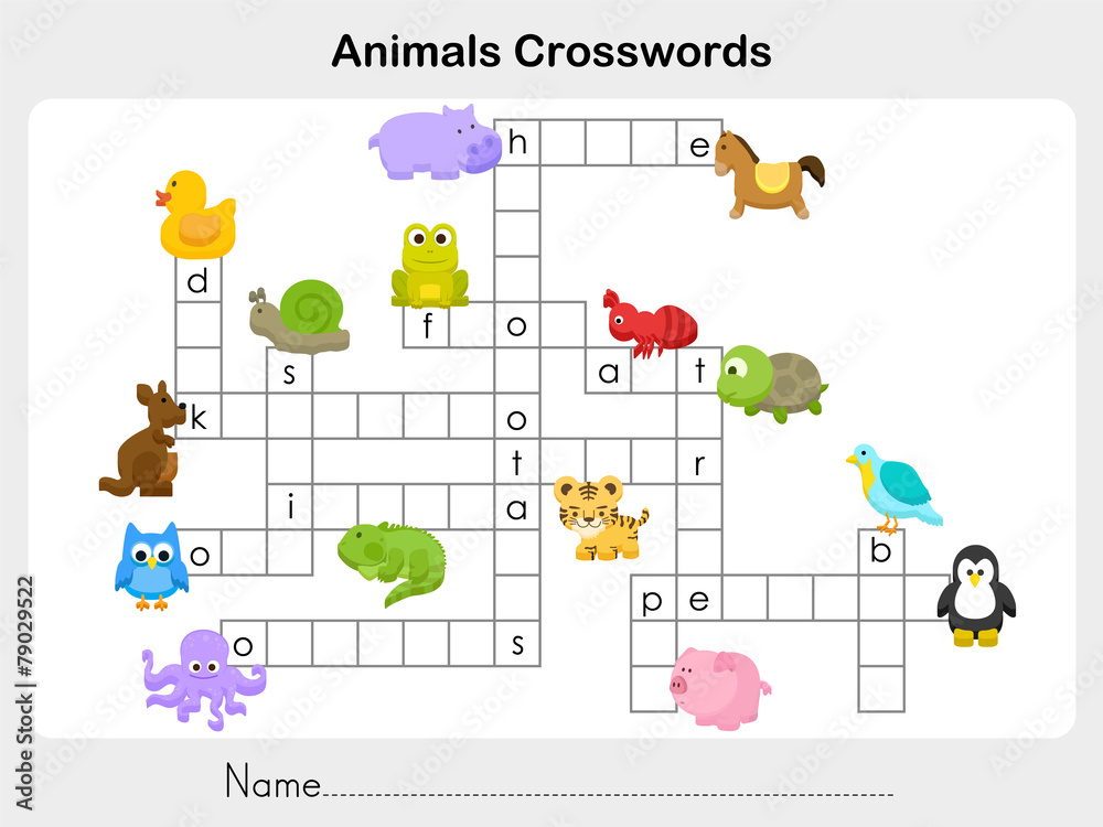 Animals Crosswords - Worksheet for education