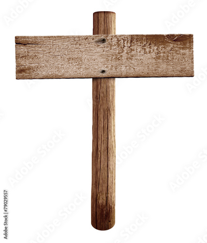 Old wooden roadsign isolated