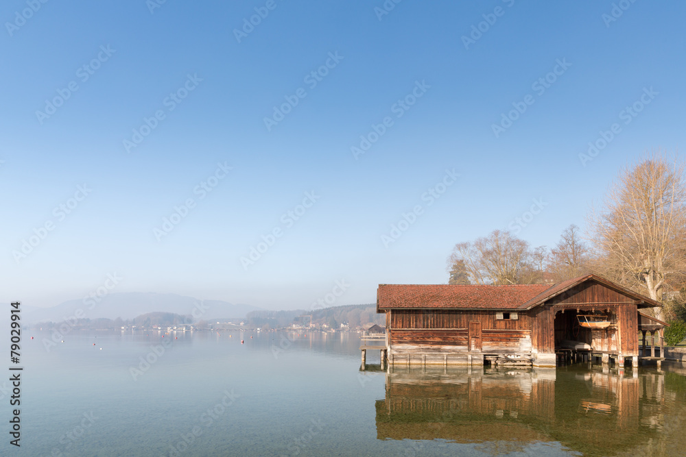 Fototapeta premium Boathouse at lake Attersee
