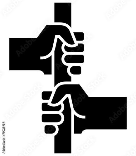 Two hands holding stanchion icon