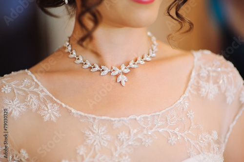 a woman's neck line on her wedding day