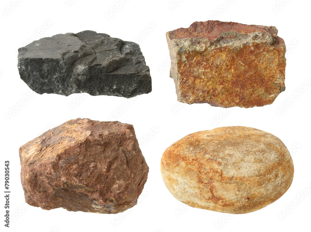 Various stone isolated on white background Various stone isolated on white background