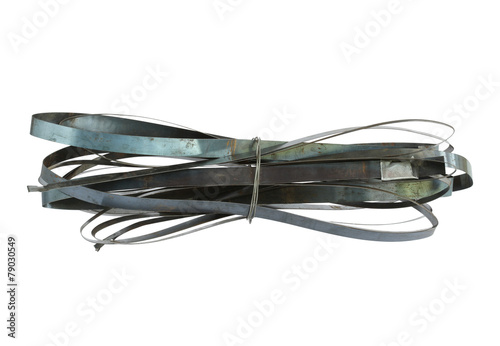 Metal packing strap isolated on white background