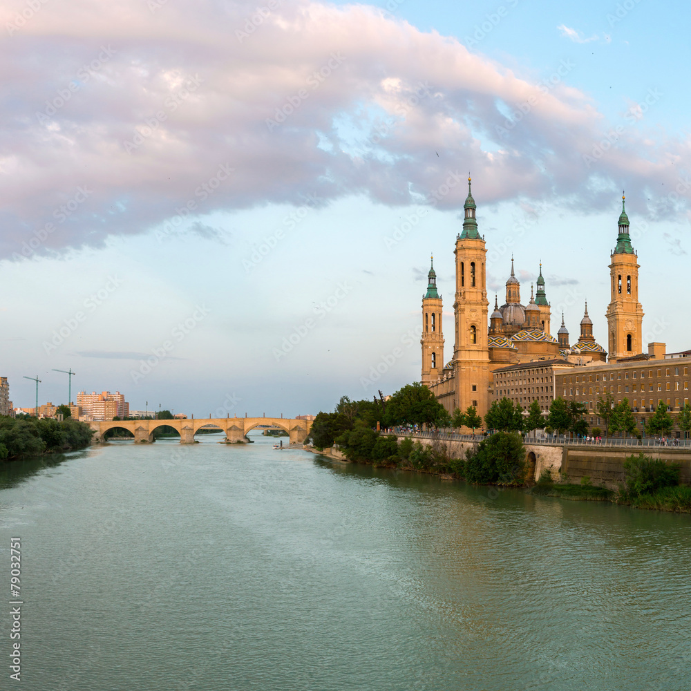 Zaragoza Basilica Spain Panorama Zaragoza Basilica Spain Panorama